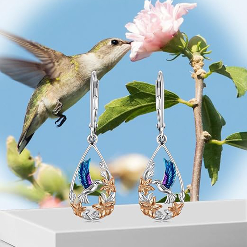 Sotiya Enamel Hummingbird Drop Earrings Sterling Silver-Sotiya