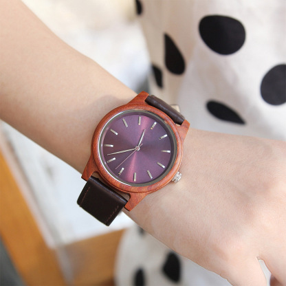 Sotiya Zebrawood and Red Sandalwood Quartz Exquisite Ultra-thin Wooden Watch-Sotiya