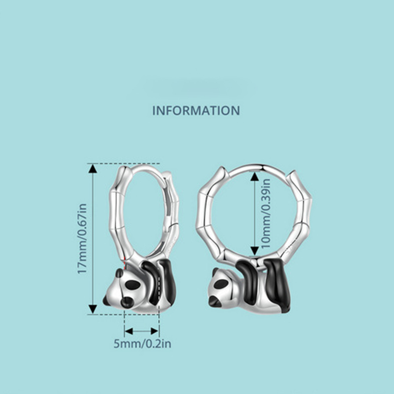 Sotiya Cute Panda Hoop Earrings Sterling Silver-Sotiya