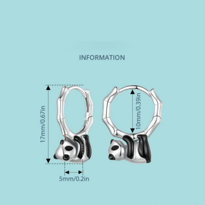 Sotiya Cute Panda Hoop Earrings Sterling Silver-Sotiya