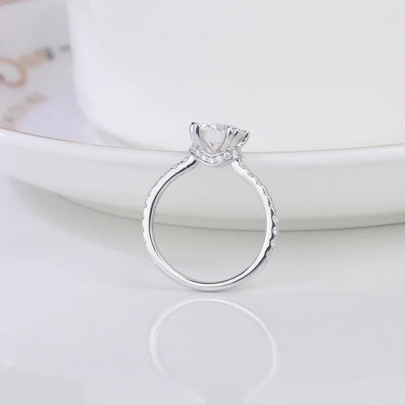 Sotiya Hidden Halo Round Cut Moissanite Engagement Ring Sterling Silver-Sotiya