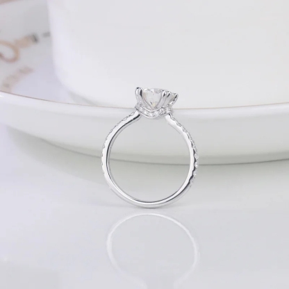 Sotiya Hidden Halo Round Cut Moissanite Engagement Ring Sterling Silver-Sotiya