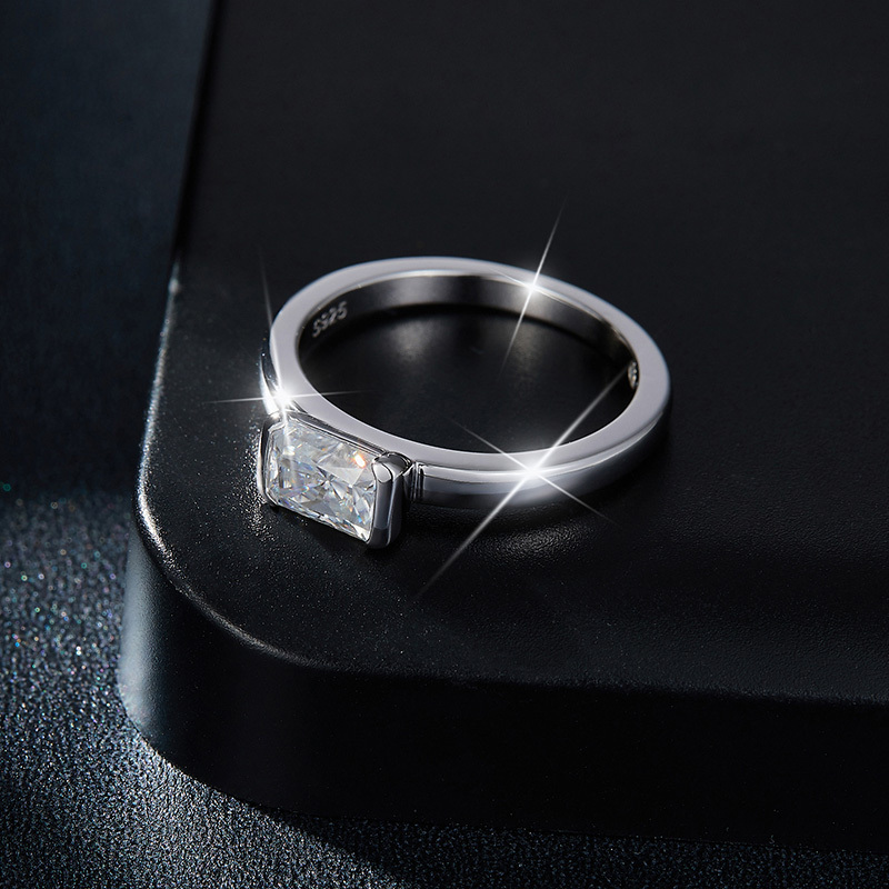 Sotiya Tension Set Radiant Cut Moissanite Engagement Ring Sterling Silver-Sotiya