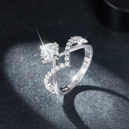 Sotiya Twist Shank Round Cut Moissanite Engagement Ring Sterling Silver-Sotiya