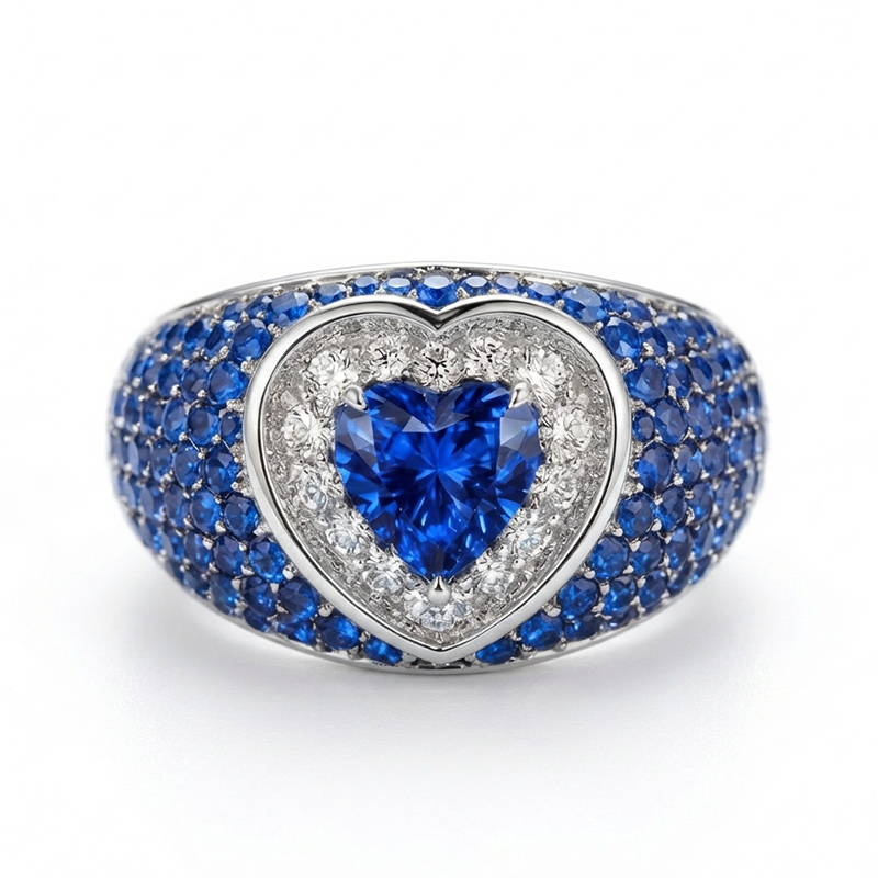 Sotiya Halo Heart Cut Gradient Micro Pave Coffee Engagement Ring Sterling Silver-Sotiya