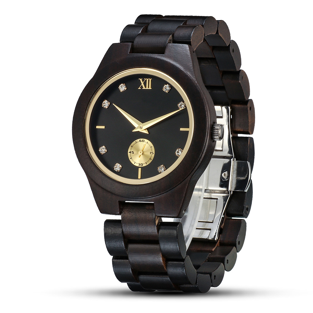Sotiya Vintage Zebrawood Sandalwood Quartz Coffee Wooden Watch-Sotiya