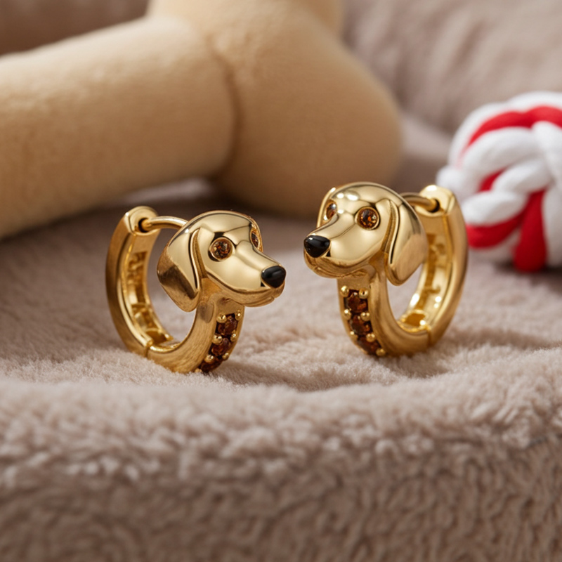 Sotiya Dachshund Coffee Hoop Earrings-Sotiya