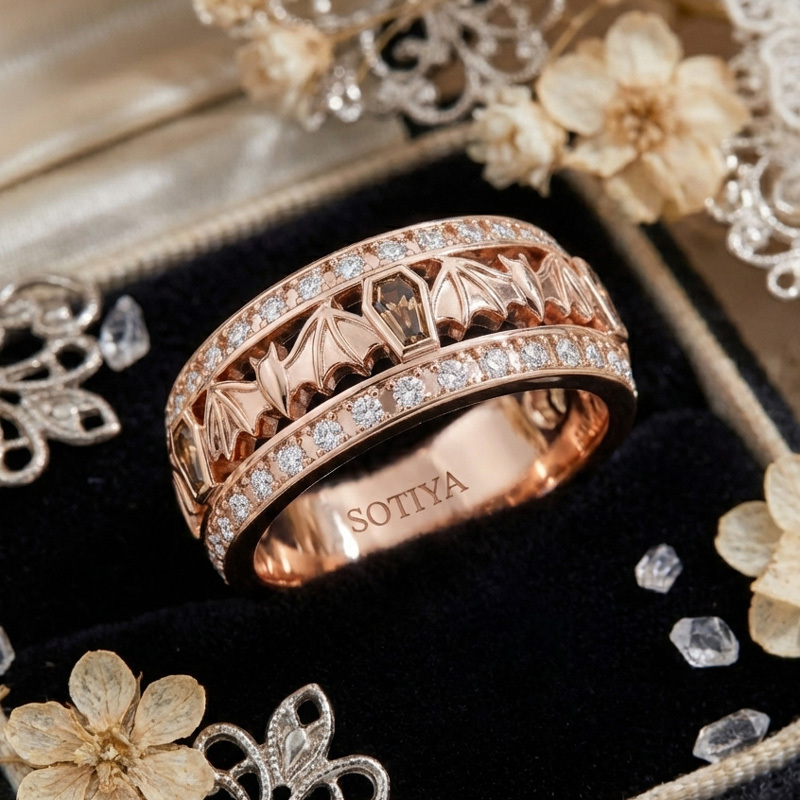 Sotiya Coffin Cut Coffee Bat Women's Wedding Ring Band Sterling Silver-Sotiya