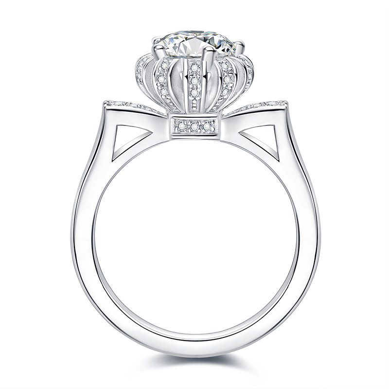 Sotiya Cat Shaped Flower Design Round Cut Moissanite Engagement Ring Sterling Silver-Sotiya