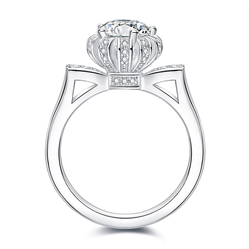 Sotiya Cat Shaped Flower Design Round Cut Moissanite Engagement Ring Sterling Silver-Sotiya