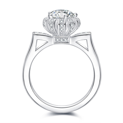 Sotiya Cat Shaped Flower Design Round Cut Moissanite Engagement Ring Sterling Silver-Sotiya