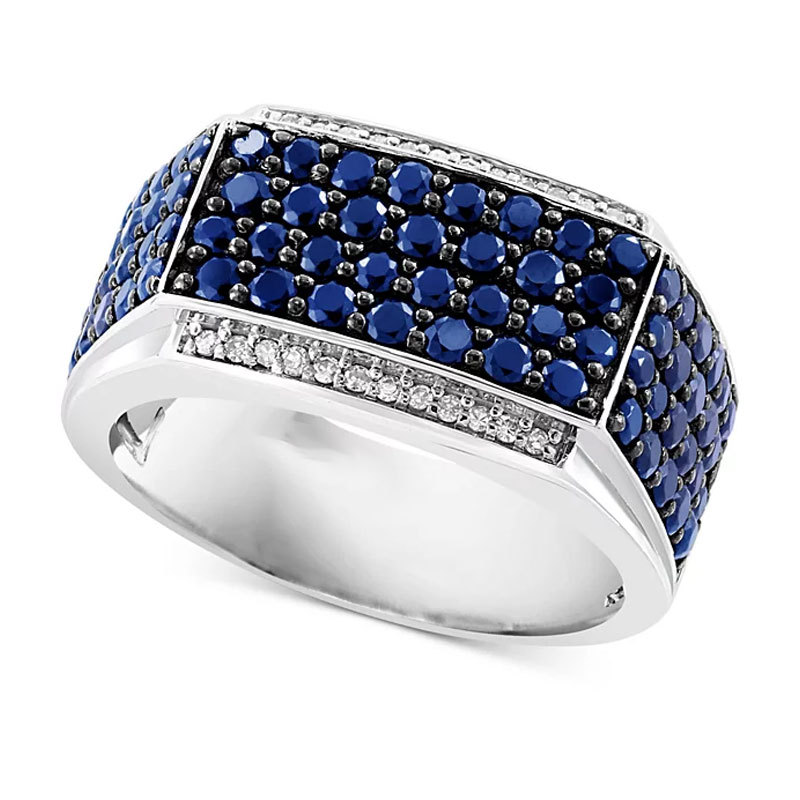 Sotiya Sapphire Blue Unisex Men's Ring Sterling Silver-Sotiya