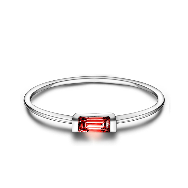 Sotiya 12 Birthstones Emerald Cut Stackable Ring Sterling Silver-Sotiya