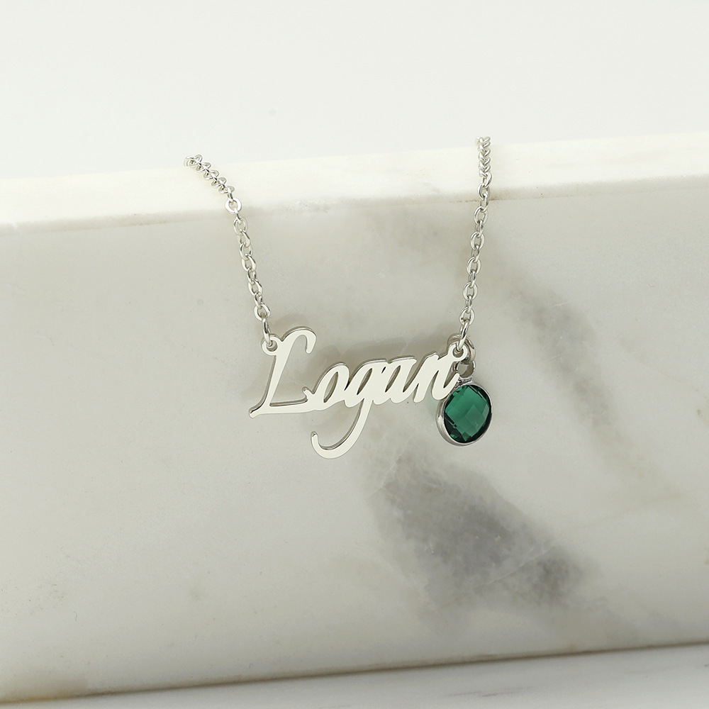 Sotiya Custom Name Birthstone Personalized Necklace Sterling Silver-Sotiya