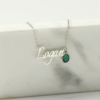 Sotiya Custom Name Birthstone Personalized Necklace Sterling Silver-Sotiya