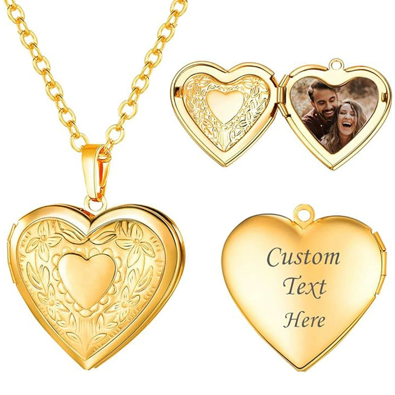Sotiya Personalized Photo Heart-shaped Locket Necklace Stainless Steel-Sotiya