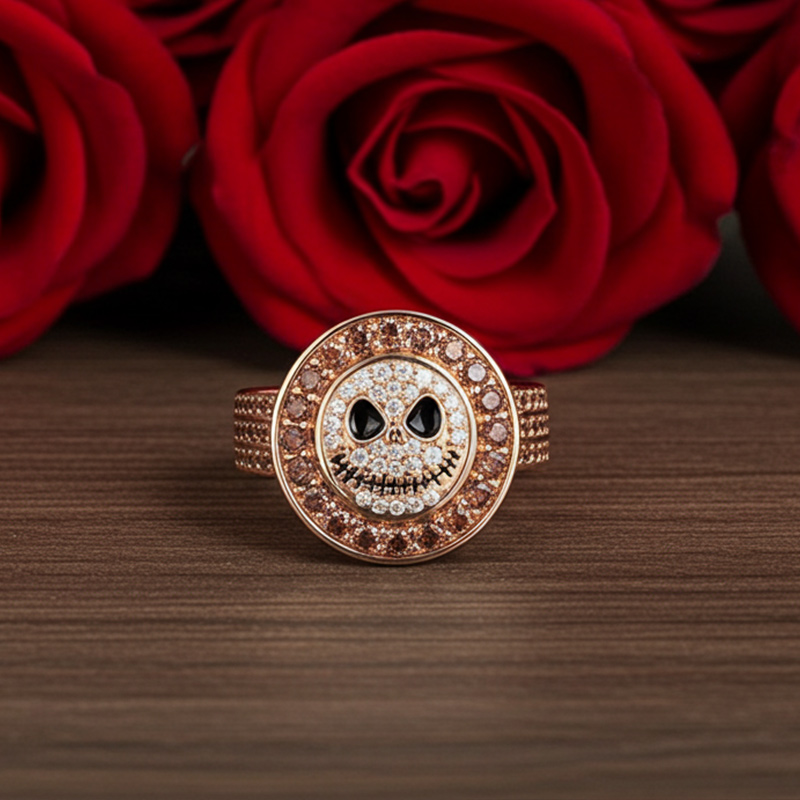 Sotiya Halo Skull Inspired Coffee Cocktail Ring Sterling Silver-Sotiya