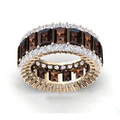 Sotiya Chocolate Emerald Cut Eternity Ring Sterling Silver-Sotiya