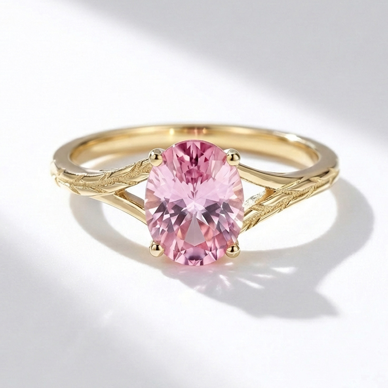 Sotiya Nature Inspired Pink Oval Fantasy Starbrite Cut Engagement Ring Sterling Silver-Sotiya