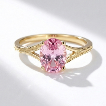 Sotiya Nature Inspired Pink Oval Fantasy Starbrite Cut Engagement Ring Sterling Silver-Sotiya