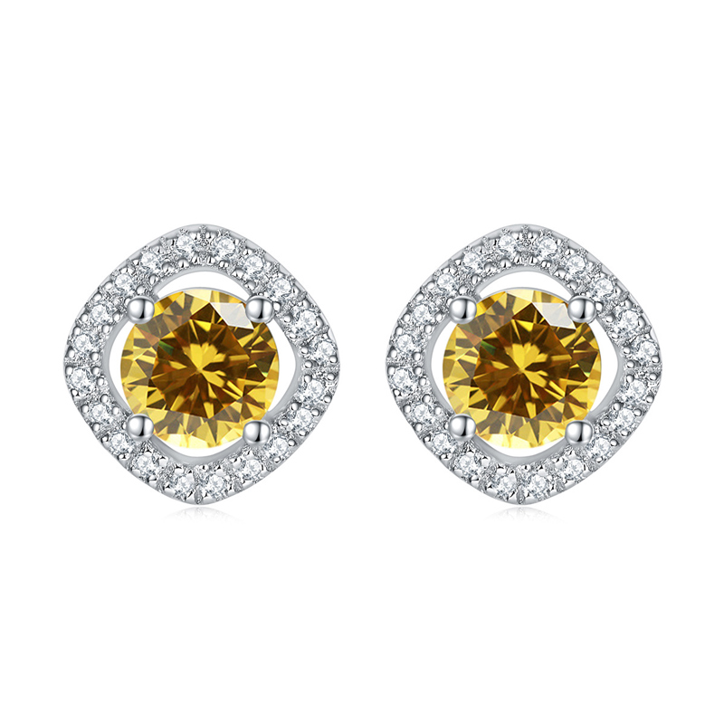 Sotiya 12 Birthstones Halo Round Cut Stud Earrings Sterling Silver-Sotiya