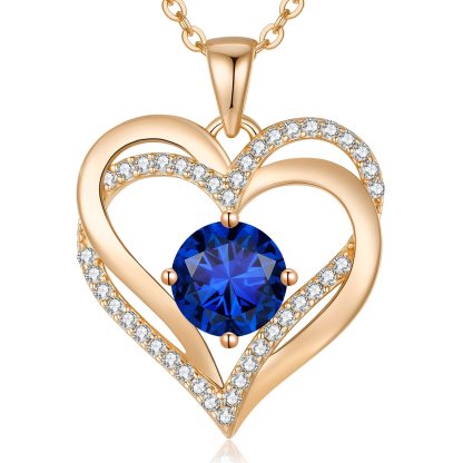 Sotiya 12 Birthstones Intertwined Heart Round Cut Necklace Sterling Silver-Sotiya