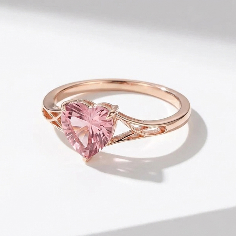 Sotiya Unique Twist Pink Heart Fantasy Starbrite Cut Engagement Ring Sterling Silver-Sotiya