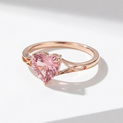 Sotiya Unique Twist Pink Heart Fantasy Starbrite Cut Engagement Ring Sterling Silver-Sotiya