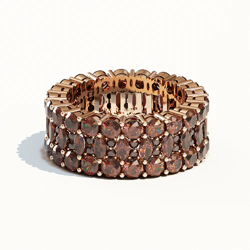 Sotiya Wide Round Cut Coffee Eternity Ring Sterling Silver-Sotiya