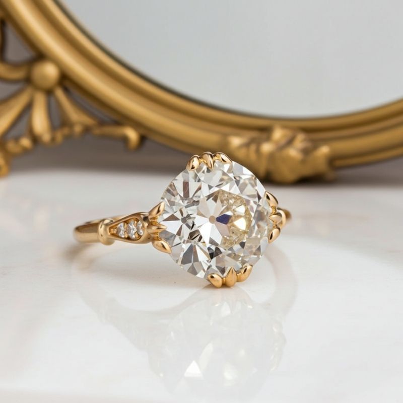 Sotiya Cathedral Cushion Cut Tapered Shank Engagement Ring Sterling Silver-Sotiya