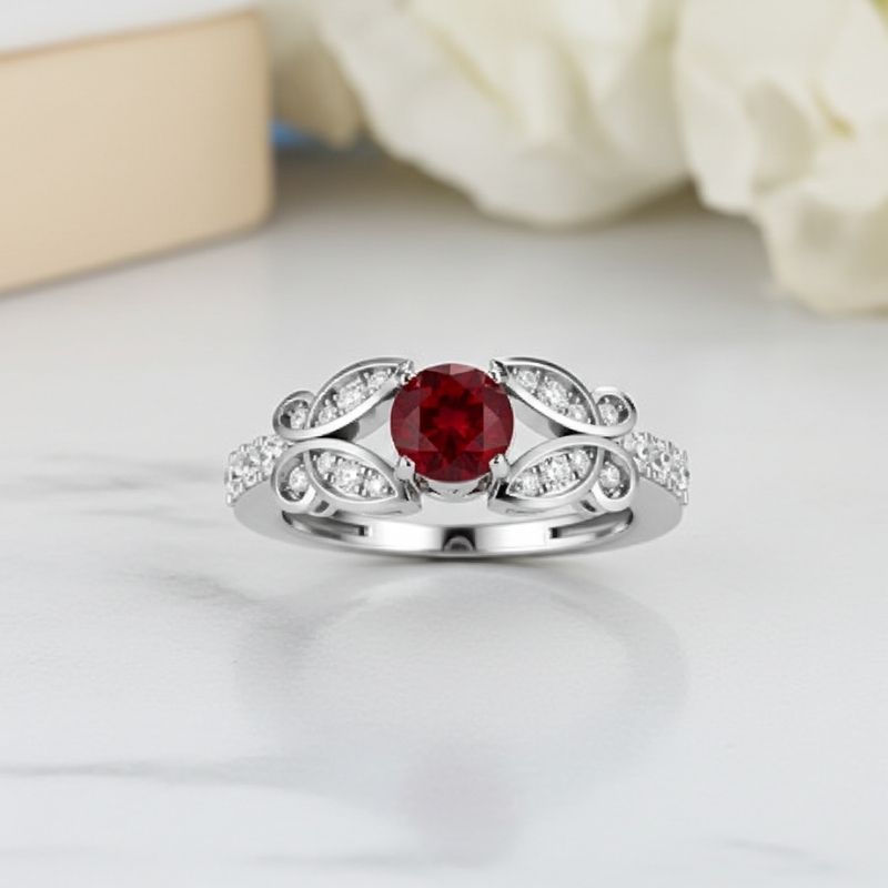 Sotiya Customizable 12 Birthstone Butterfly Round Cut Engagement Ring Sterling Silver