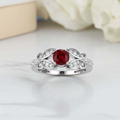 Sotiya Customizable 12 Birthstone Butterfly Round Cut Engagement Ring Sterling Silver