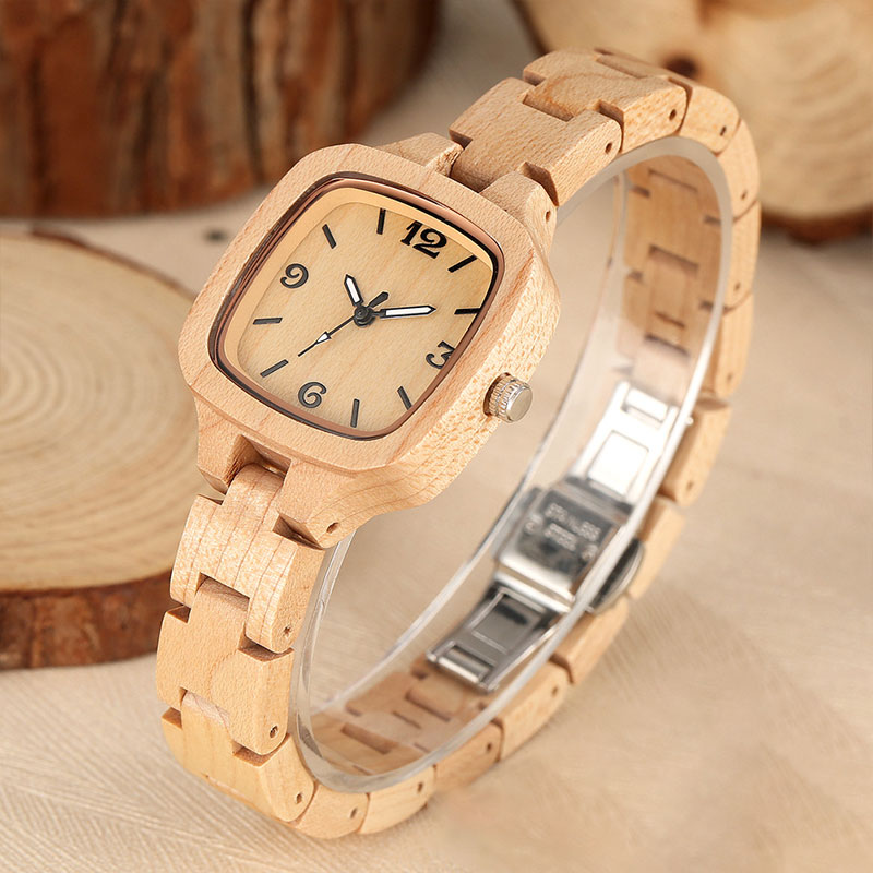 Sotiya Zebra and Maple Square Case Black Digital Face Women's Wooden Watch-Sotiya