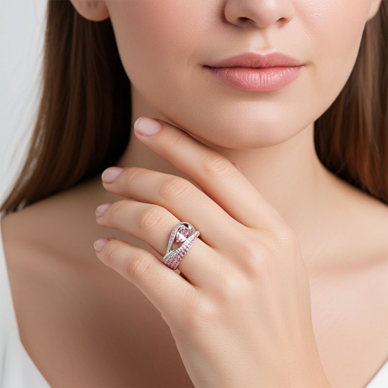 Sotiya Curved Pear Cut Cocktail Ring Sterling Silver-Sotiya