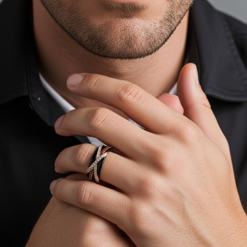 Sotiya Cross Knot Coffee Unisex Wedding Ring Sterling Silver-Sotiya