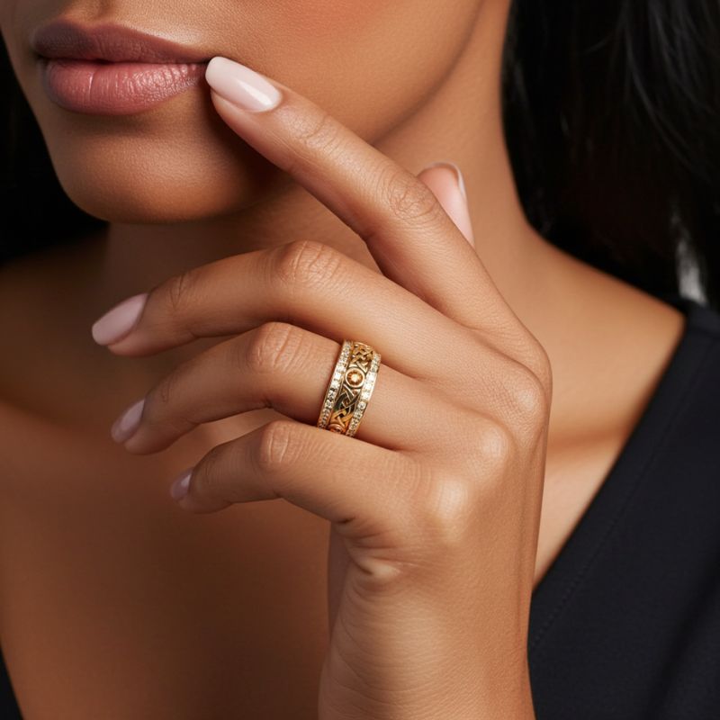 Sotiya Vintage Celtic Knot Round Cut Coffee Unisex Eternity Ring Sterling Silver