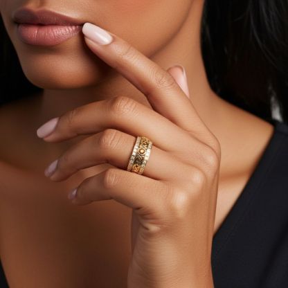 Sotiya Vintage Celtic Knot Round Cut Coffee Unisex Eternity Ring Sterling Silver