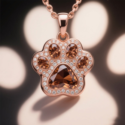 Sotiya Pet Cat Dog Paw Halo Coffee Heart Cut Pendant Necklace Sterling Silver