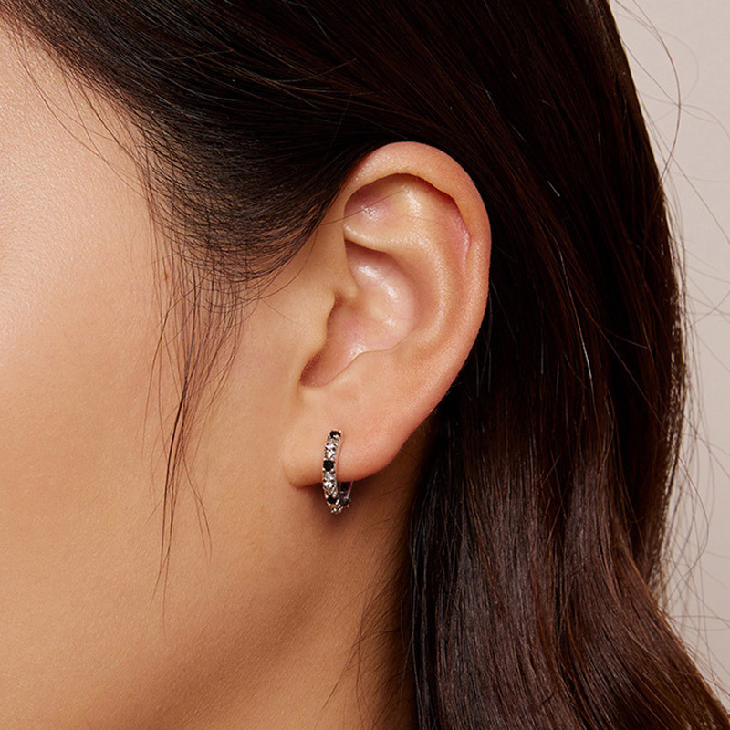 Sotiya Embossed Iris Hoop Earrings Sterling Silver-Sotiya