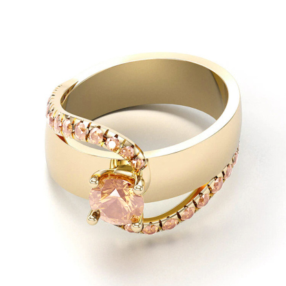 Sotiya Bypass Round Cut Cigar Coffee Engagement Ring Sterling Silver