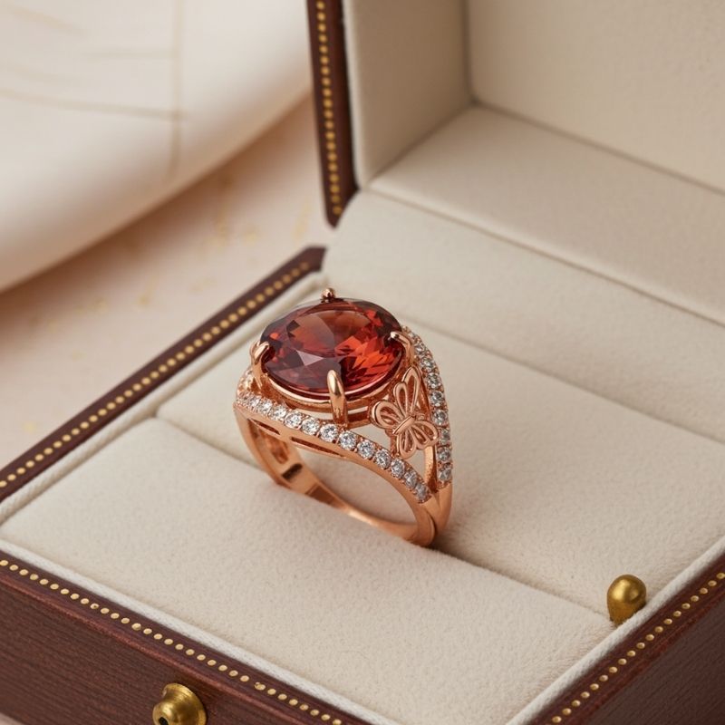 Sotiya Butterfly Round Cut Coffee Engagement Ring Sterling Silver-Sotiya