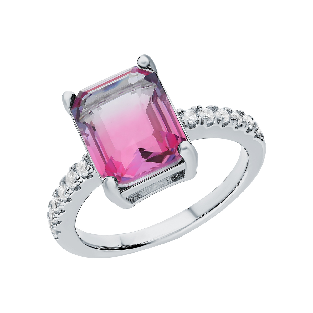 Sotiya Classic Emerald Cut Watermelon Engagement Ring Sterling Silver-Sotiya