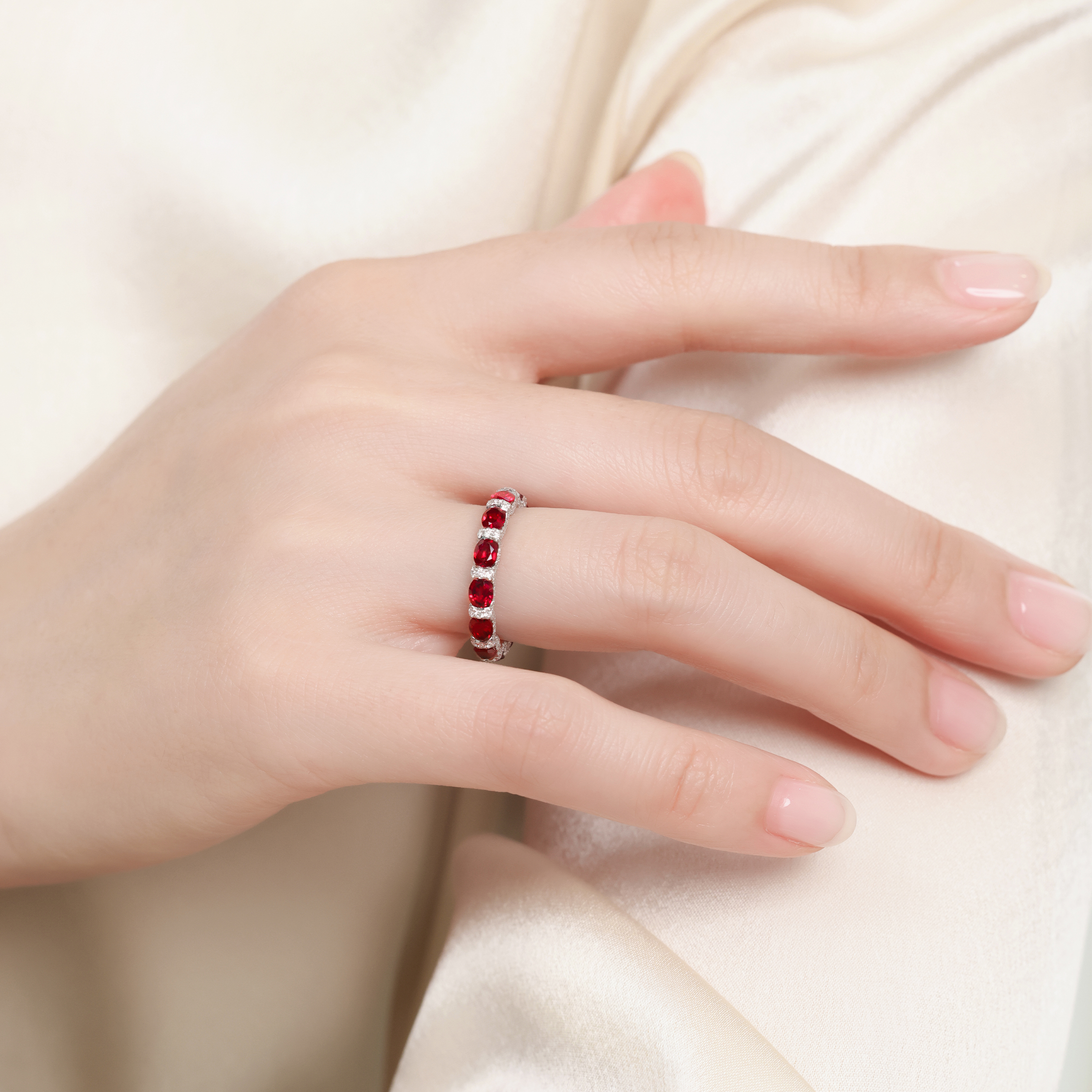 Sotiya Oval Cut Eternity Ring Sterling Silver