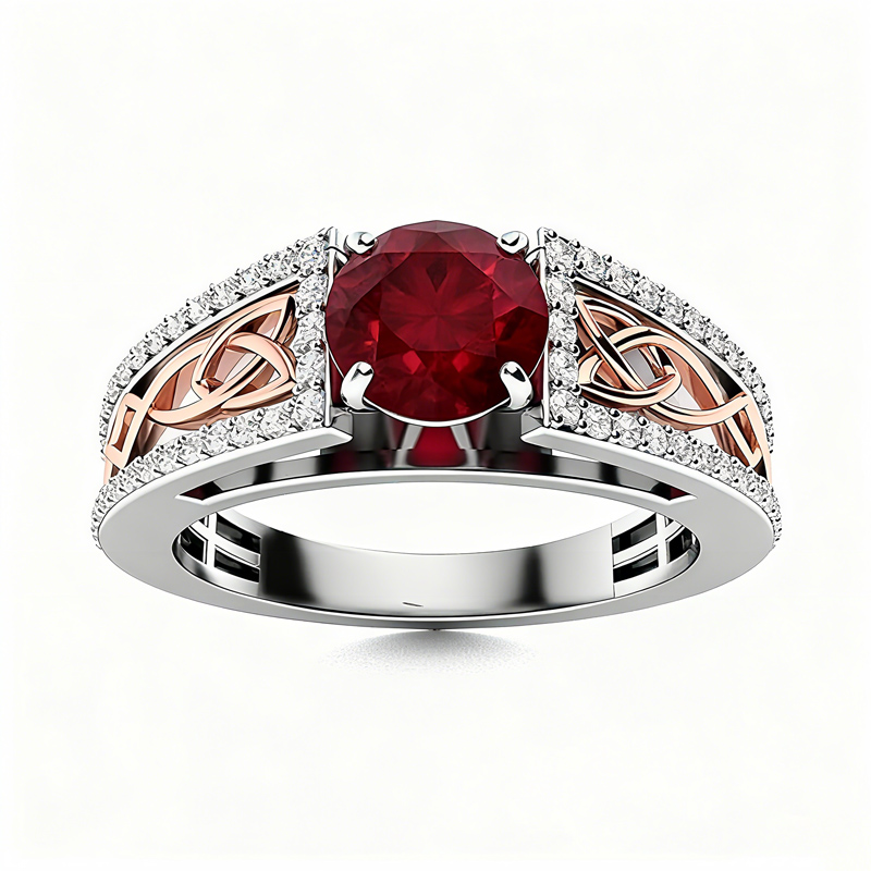 Sotiya Vintage Celtic Knot Round Cut Engagement Ring Sterling Silver-Sotiya