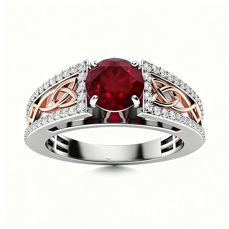 Sotiya Vintage Celtic Knot Round Cut Engagement Ring Sterling Silver-Sotiya