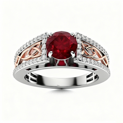 Sotiya Vintage Celtic Knot Round Cut Engagement Ring Sterling Silver-Sotiya