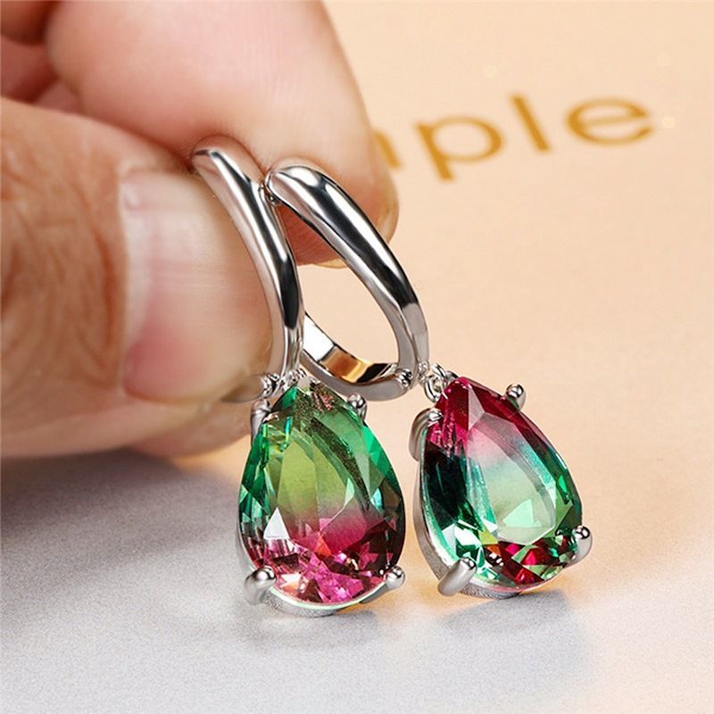 Sotiya Classic Pear Cut Watermelon Drop Earrings Sterling Silver-Sotiya