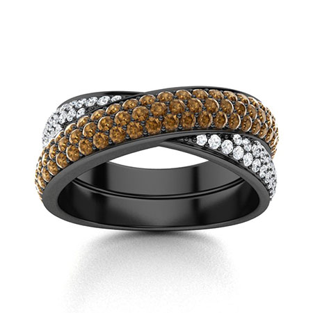 Sotiya Cross Round Cut Coffee Women's Wedding Ring Sterling Silver-Sotiya