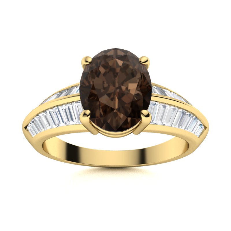 Sotiya Sidestone Coffee Oval Cut Engagement Ring Sterling Silver-Sotiya