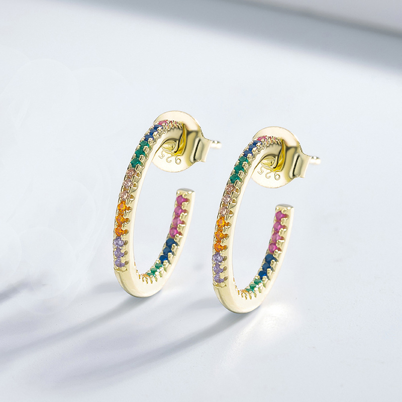 Sotiya Multi Color Rainbow Hoop Earrings Sterling Silver-Sotiya